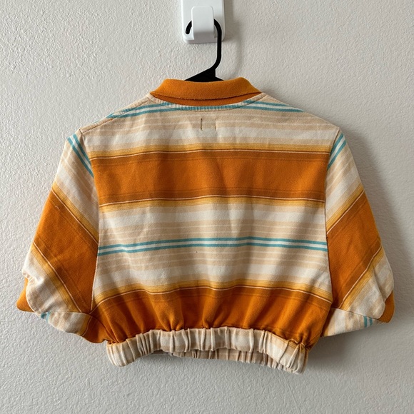 Orange Multi Color Striped Crop Top - Picture 3 of 3